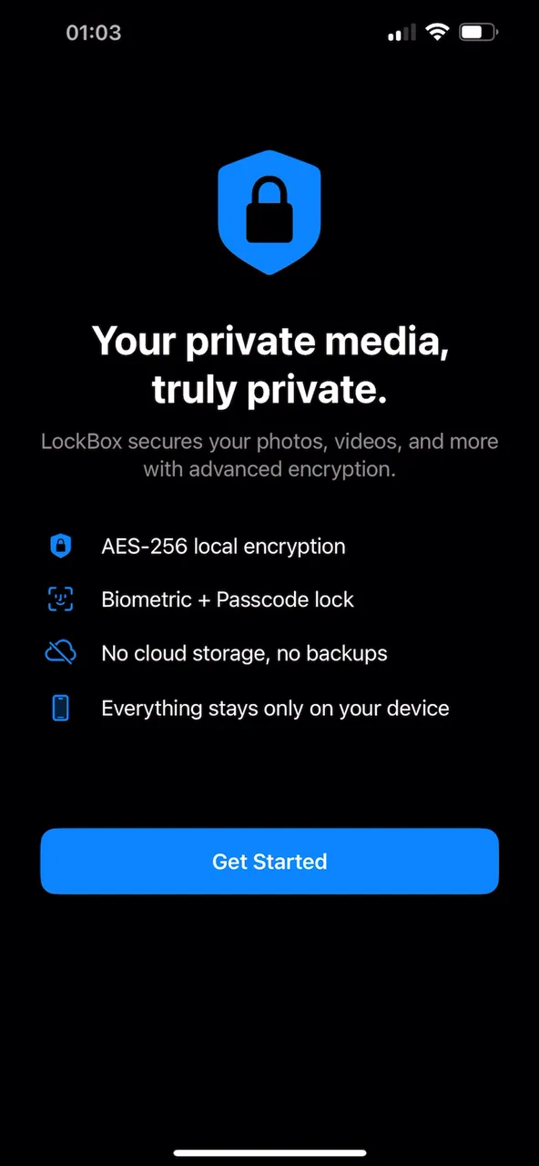 LockBox opening: the vault, unlocked with Face ID.